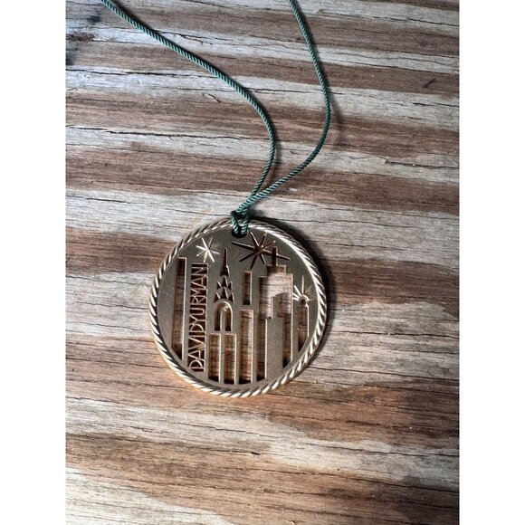 David Yurman NYC Skyline Ornament In Bronze With Green Cord - Picture 5 of 5